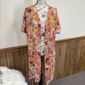 NWT Versona Floral Kimono Cardigan - Pink, Orange, Brown